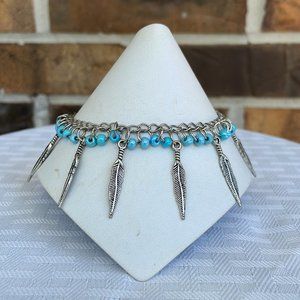 Handmade Silver Feather Charm Bracelet
